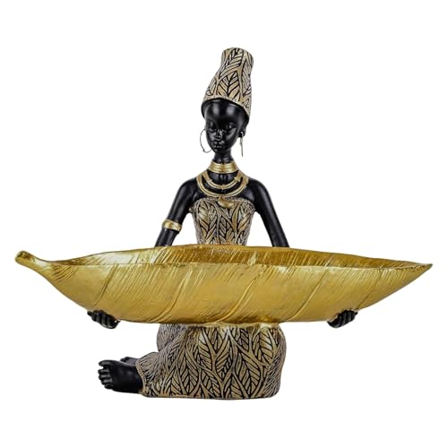 Afrikanische Stammesfrau mit Schale – Handbemalte Dekofigur aus Kunstharz...