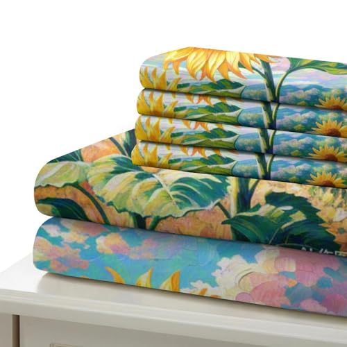 Linge de lit tournesol microfibre douce avec fermeture éclair cachée pour lit Super King 260x220