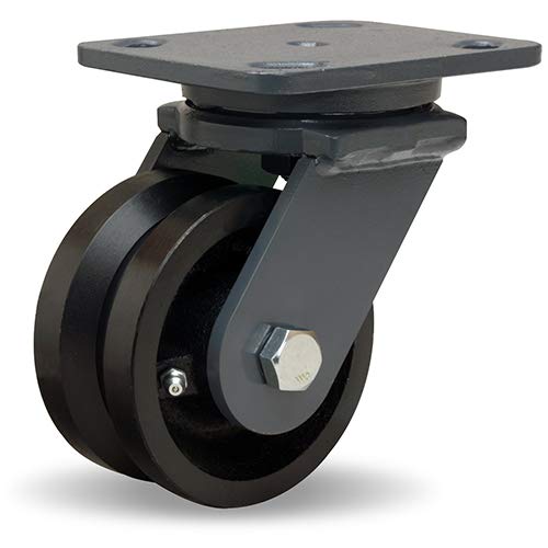 Hamilton S-WH-4V 4x2 V-Grooved Iron Wheel Swivel Caster