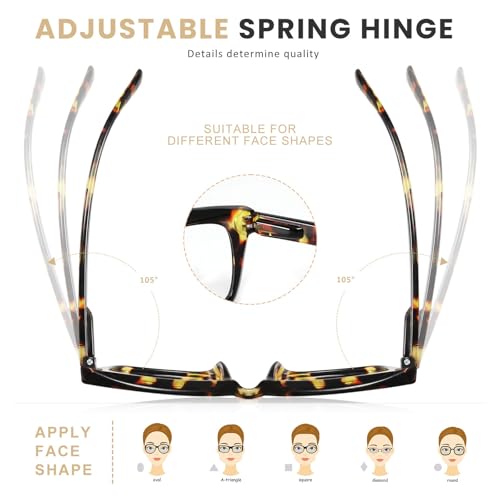 xvxv reading glasses for women men - blue light blocking readers oversize oprah square anti glareeyestrain spring hinge