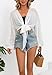 olrain Women Tie Front Beach Cove Up Chiffon Kimono Crop Top Swimming Bikini Bathing Long Sleeve Beach Shirt (X-Large, White)