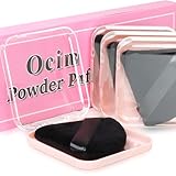 Ocim 4 Pcs Triangle Powder Puffs for Face Powder,Soft Velour Triangular Beauty Puff,Makeup Pressed, Baking & Setting Powder Sponge Applicator Pads with Case,black
