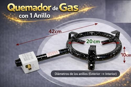 FERRETERIA LEPANTO Quemador paellero gas butano, quemador paellero esmaltado, hornillo paellas, exterior, jardín, camping, acampada (20)