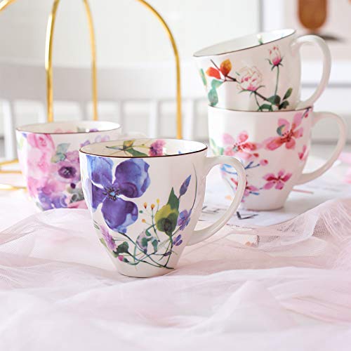 Kubki Styl Wiejski Biuro Do Picia Porcelana Elegancki Kubek Kawy W Kwiaty 330 Ml Owoce Czarna Herbata Mleka Prezent Filiżanka I Spodki Na Herbatę(Style a)