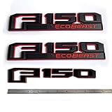 3x OEM Black F150 Ecobeast Emblems Side Fender F150 Tailgate Ecoboost Badges 3D Nameplate Replacement for F-150 Red
