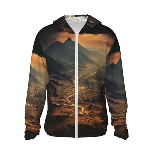 Women's Sun Protection Hoodie Jacket Sun Protection Clothing for Men Brown and Black Mountain Women Run Shirt 3X-Large