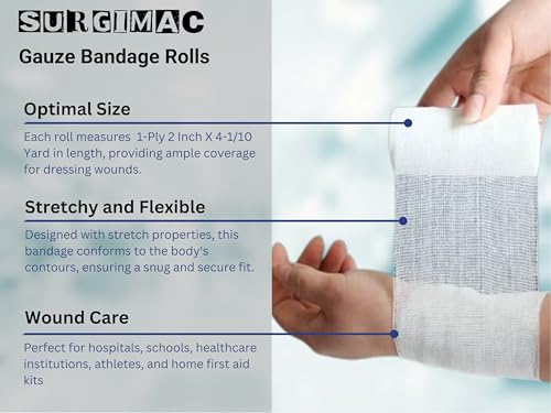 SurgiMac Conforming Stretch Gauze Bandage Rolls, 1-Ply, 2 Inch x 4.1 Yard, Non-Sterile, Case of 96 for Wound Care miniatura 3