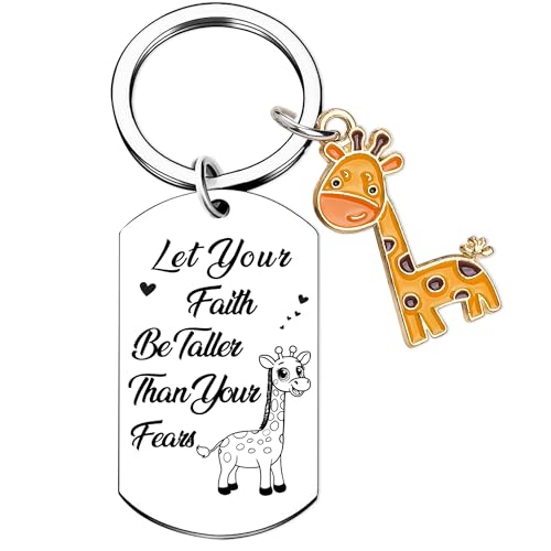 Giraffe Keychain Gifts for Women – Inspirational Motivational Faith Keyring