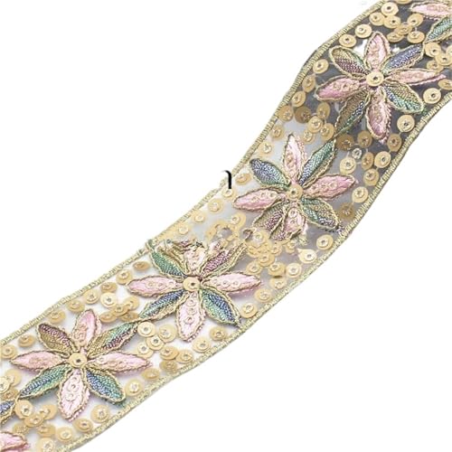 Cinta de encaje bordada, accesorios de vestir, materiales decorativos for vestidos, 2 yardas(Color-03)