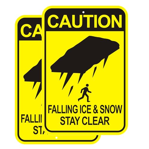 Axmorety caution falling ice and snow sign