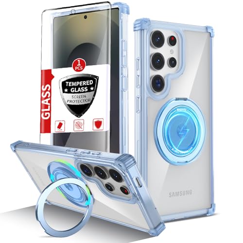 IYTRRYH for Samsung Galaxy S25 Ultra Case Compatible with MagSafe Magnetic,with Screen Protector,with Kickstand Ring Military Grade Drop Heavy Duty Protection Shockproof for S25 Ultra Phone Case Blue by IYTRRYH - Used condition - US$14.85