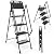 LUISLADDERS 4 Step Ladder with Handrails, Folding Step Stool with Widened Anti-Slip Pedal, 400lbs Lightweight Step Ladder 4 Step Folding, Multi-use for Home Kitchen Pantry Office, Black