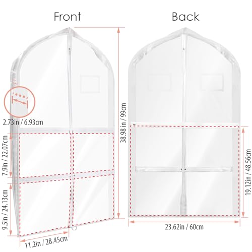 Garment Bags for Dance Costumes, 40in Kids Clear 5-Pocket 3-Pack by Mber - Image 2