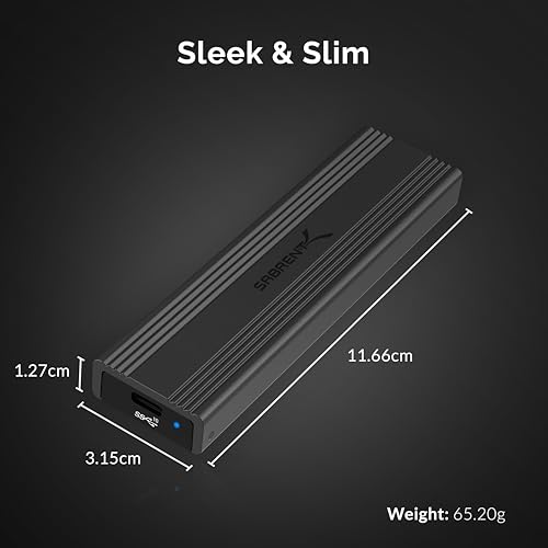 SABRENT USB 3.2 10Gbps Type C Tool Free NVMe External Enclosure Case for M.2 PCIe NVMe and SATA SSDs (EC-SNVE)
