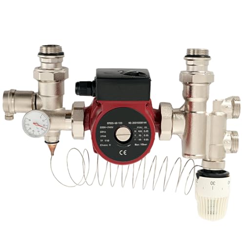 LALABU Festwert-Pumpengruppe,Pumpengruppe Fussbodenheizung Heizkreisverteiler Pumpe Heizung Festwertregelset mit Dreistufig Einstellbar 55W/70W/100W für Fußbodenheizung