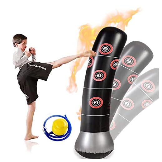 Creamoon 2019 New Fitness Punching Bag Inflatable Punching Bag Freestanding Kicking Bag De-Stress Boxing Target Bag for Childrens Adult 160CM+ Foot Pump