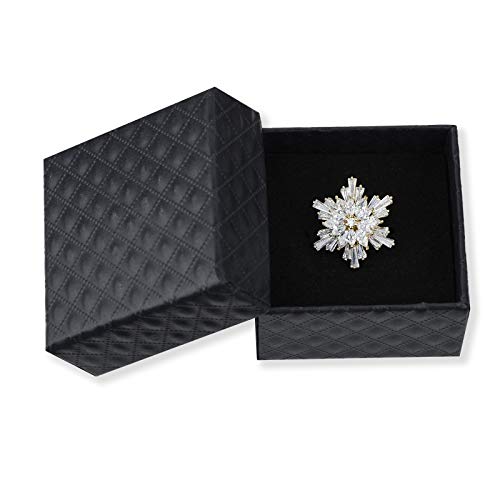 Image of Women's Cubic Zircon Snowflake Brooch Pins Elegant Clear Crystal Ice Flower Lapel Pin Breastpin