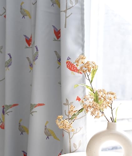 Image of Tranquebar Curtain Co. Semi Blackout Curtains 5 Feet for Window, 80% Blackout, Multicolor Bird Print, Semi Blackout Window Curtains, Heavy Polyester, BackTabs, Shiri (152 cm) - 1 Piece