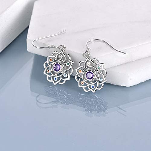 Moonstone Lotus/Mushroom Earrings Sterling Silver Lotus Flower Dangle Drop Earrings Yoga Jewelry Gifts for Wome
