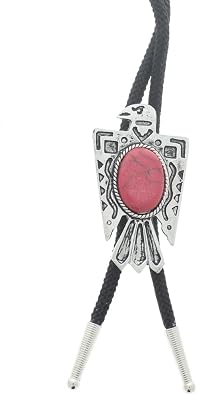 Thunderbird Jewelry Phoenix Turquoise Bolo Tie Necklace | Western Thunderbird Design | Handmade Brass Bolo Tips & Adjustable Black Cord Necklace | Bolo Tie for Men and Women