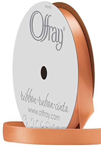Image of Berwick Offray 475744 3 /8 inch Wide Single Face Satin Ribbon, Cream Orange, 6 Yds