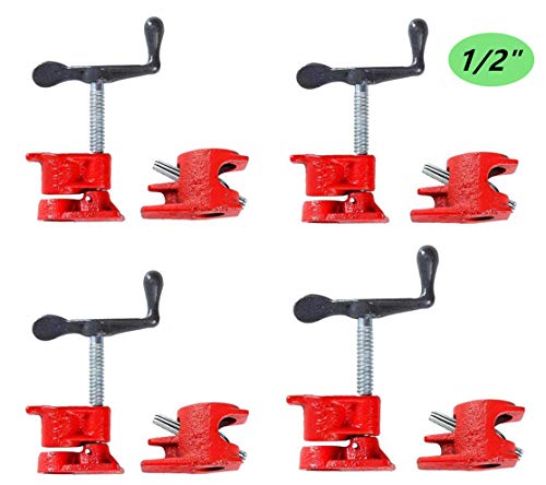 FLK Tech 4 Pack 1/2" Wood Gluing Pipe Clamp Set Heavy Duty