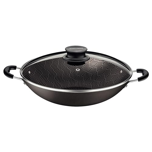 Wok Tramontina Paris Em Alumínio Com Revestimento Interno E Externo Em Antiaderente Starflon Max Chumbo Com Tampa De Vidro 36 Cm 6,0 L
