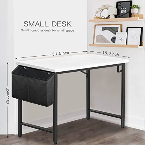 Small Computer Desk For Bedroom White Modern Writing Table For Home Office Small Spaces Student Teens Study Work Pc Desk 31 Inch #TOP2