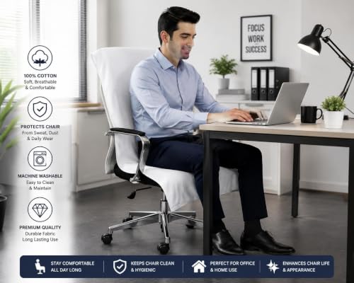 Image of ROMAN HOME Car & Office Chair Towel with 2 Tie Knots| Super Soft 400 GSM (1, White)