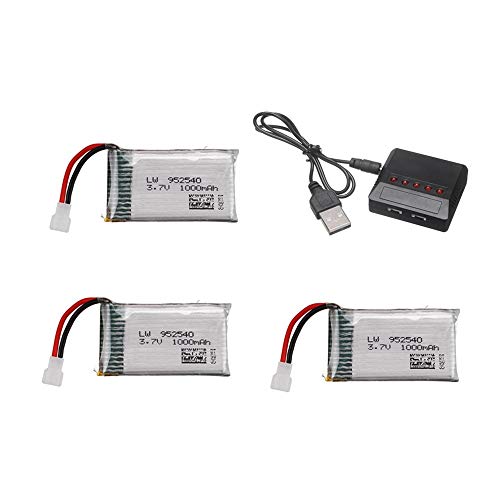 Styleart Chargeur de Batterie Lipo 3.7 V 1000 mAh 25c amélioré pour X5 X5C X5SC X5SW M68 X705C SG600 RC Quadcopter Drone pièce de Rechange White