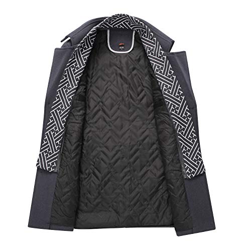 Image of INVACHI Men's Wool Blend Coat Warm Winter Trench Coat with Detachable Soft Scarf Single Breasted Pea Coat
