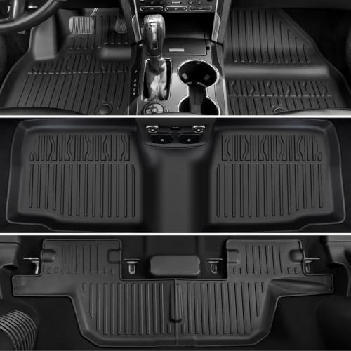 Image of Floor Mats for Ford Explorer 2015-2019, All Weather Floor Mats Trunk Cargo Liner and Door Sill Guards Accessories, Full Coverage Set (Fit 7 Seats)