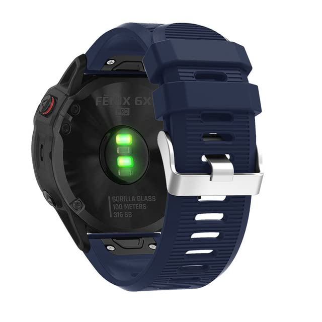 Bracelet de montre silicone 26 mm flexible et étanche pour Garmin Fenix 6X Pro