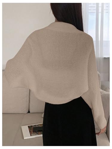 Image of SweatyRocks Women's Open Front Cropped Cardigan Long Sleeve Bolero Shrug Sweater