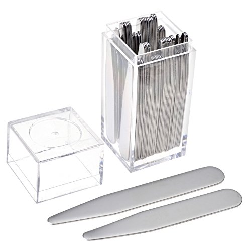 JOVIVI 40pcs Stainless Steel Collar Stays For Mens Dress Shirt 2 Sizes Set w/Box (2.2