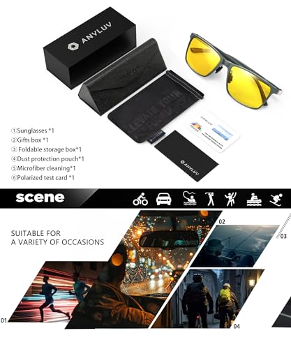 Image of ANYLUV Polarized Sunglasses for Men Rectangular Classic Al-Mg Metal Frame Sun Glasses Mens Sunglasses with UV Protection