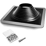 #8 Epdm Metal Roof Vent Boot, Flexible Roofing Boots Fits Pipe Od 6 3/4'' to 15'', Metal Roof Jacks Flashing for Houses Includ Roofing Screws & Hex, Black/ 1 Pcs