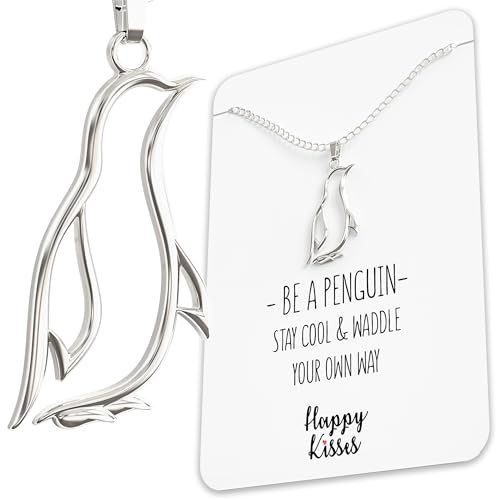 Penguin Necklace Gift For Girls – Happy Penguin Pendant Charm With Funny Gift Card “Stay Cool & Waddle Your Own Way”
