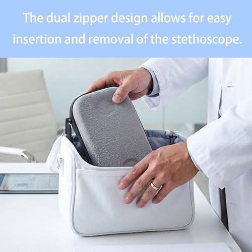Stethoskop Tasche Hartschalen Etui - Universelle Reise Schutzhülle für Ärzte & Pflegekräfte, Große Aufbewahrungsbox aus EVA mit Netztasche für Medizinisches Zubehör(Grau)