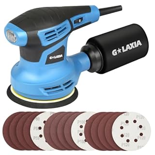 G LAXIA 280W 13000 OPM Orbital Sander with 15Pcs 125mm Sandpapers,6 Variable Speed Electric Random-Orbit Sander with Dust Collector,Fit for Sanding,Woodworking and Polishing