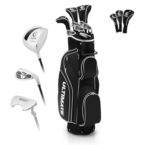 ULTIMATE Women's Complete Golf Club Set, 9/10/11pcs Right Handed Ladies Golf Clubs Set w/ 460cc Alloy Driver, #3 Fairway Wood, #4 Hybrid, #6/#7/#8/#9/#P Irons & Putter (9 Pieces w/Bag - Dark)
