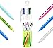 Bic 4 Colours Ballpoint Pens and Case - Set of 6 Pens and Decorative Pen Pot - Variety of Fun Designs, Original Size Pens and 1 Mini