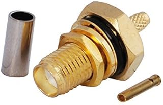 5pcs Rf Wire Coaxial Cable Terminal Copper Alloy Connector SMA Female Bulkhead O-Ring Crimp for Rg174 Lrg316 Mr100 Ships from USA