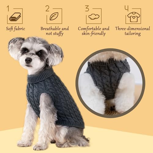 HTTDSLF 2 in 1 Hundepullover Welpenpullover Rollkragenpullover Warmer Wintermantel für kleine bis große Hunde Katzen (M, Grau/Rosa)