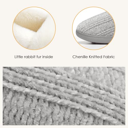 ATHMILE House Slippers for Women Memory Foam Closed Back House Shoes Outdoor Indoor Bedroom Slippers Chenille Knit Fleece Fuzzy Comfy Cozy2