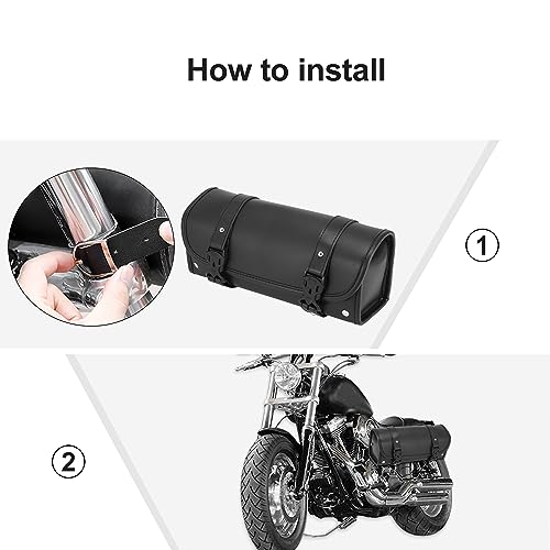 Bolso universal para manillar y horquilla de motocicleta Motoforti, impermeable, de cuero sintético negro miniatura 6
