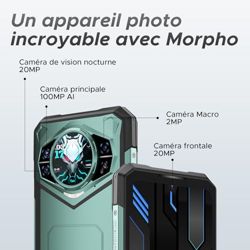 DOOGEE S200 X Telephone Portable Incassable 5G +TF 2TB 10100mAh/ 100MP+20MP,Ecran arrière 1 32'' Android 14 Smartphone Incassable 6.72”+120Hz Téléphone WiFi6NFCDDR5Face IDOTG - vue 6