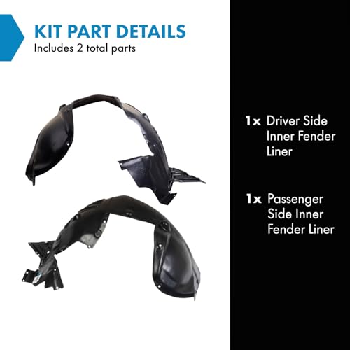 Image of TRQ Inner Fender Liner Set Compatible with 2014-2015 Acura MDX AC1248131 AC1249131