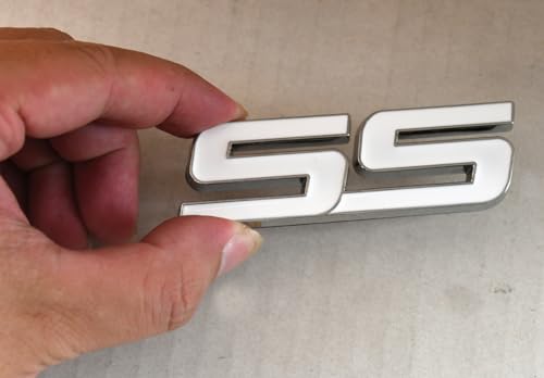 Image of 1Pc Metal SS Front Door SS Emblem Car Badge Sticker Decals Replacement for Chevy Camaro 06-10 (White)