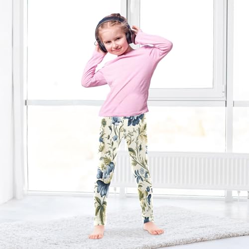Bolaz Toddler Girls Leggings Printed Yoga Pants Leggings Blue Floral for Kids4